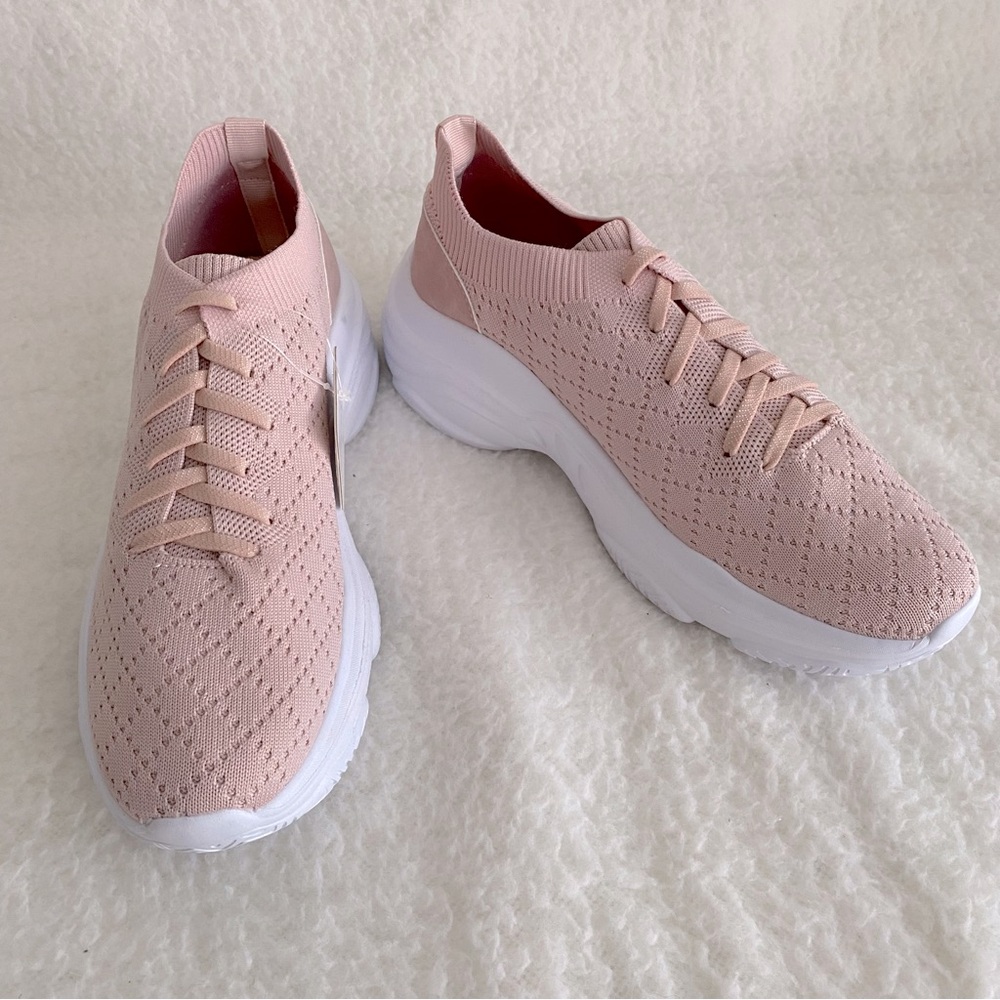 Apana Lightweight Comfort Knit Fabric Slip-on Sneaker, Pink, Women's Size 8.5